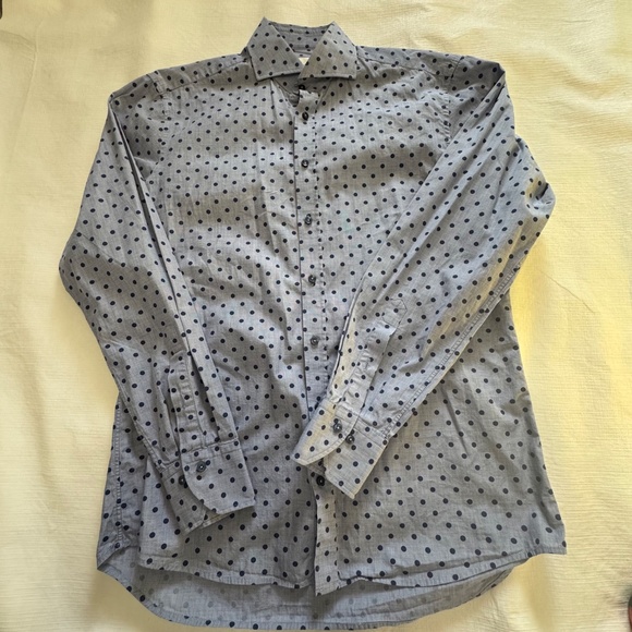 Stenstroms Sweden Stylish Blue Polka Dot Button Down Shirt 15.5 Medium - Picture 4 of 12